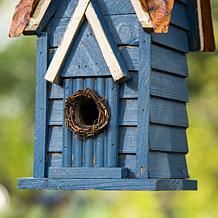 Glitzhome 12" Distressed Solid Wood Cottage Birdhouse
