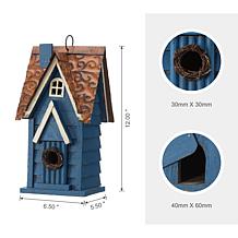 Glitzhome 12" Distressed Solid Wood Cottage Birdhouse