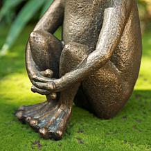 Glitzhome 12" H Squatting Frog Garden Statue with Bronze Finish