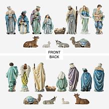 Glitzhome 12-pc Oversized Deluxe Blue Resin Nativity Figurine Set