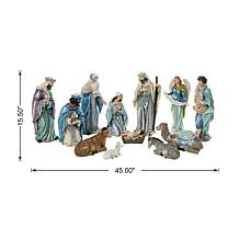 Glitzhome 12-pc Oversized Deluxe Blue Resin Nativity Figurine Set