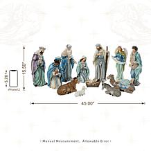 Glitzhome 12-pc Oversized Deluxe Blue Resin Nativity Figurine Set