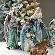 Glitzhome 12-pc Oversized Deluxe Blue Resin Nativity Figurine Set