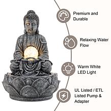 Glitzhome 12" Zen-Style Polyresin Table Fountain with LED Light
