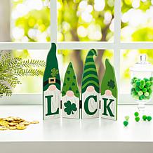 Glitzhome 12.25in L St. Patrick's Wooden Luck Shamrock Gnome Decor
