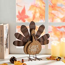 Glitzhome 12.25in. L Wooden and Metal Turkey Table Decor