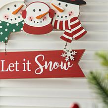 Glitzhome 12.75" Christmas Snowman Family Wooden Wall Décor