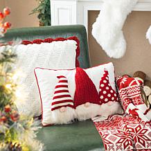 Glitzhome 12in. H 3D Heavy Knitted Gnome Pillow