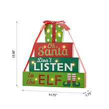 Glitzhome 12in. H Lighted Wooden Christmas Gift Block Table Decor