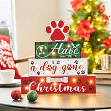 Glitzhome 12in. H Lighted Wooden Pet Block Word Sign