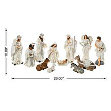 Glitzhome 12pcs Ivory Resin Nativity Figurine Set