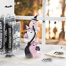 Glitzhome 13''H Pink Halloween Polyresin Stacked Ghost Table Decor