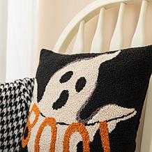 Glitzhome 14" Hooked Halloween Ghost "BOO" Pillow