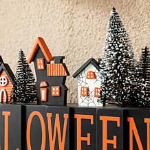 Glitzhome 14" Wooden "Halloween" Haunted House Table Sign