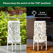 Glitzhome 14.25" Metal Cutout Leaves Solar LED Outdoor Lantern w/Stand