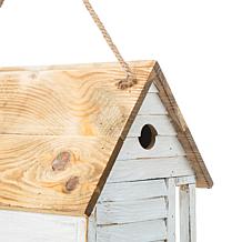 Glitzhome 14.25" Oversized Distressed Solid Wood Cottage Birdhouse