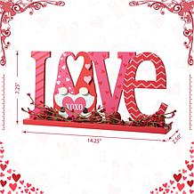 Glitzhome 14.25in L Valentine's LOVE Wooden Gnome Table Decor