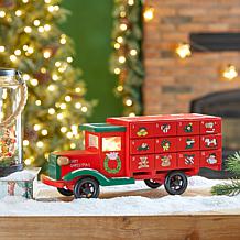 Glitzhome 14.5" Wooden Christmas Truck Countdown Calendar