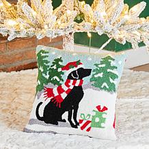 Glitzhome 14in L Hooked Christmas Dog Pillow