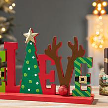 Glitzhome 14in L Wooden Christmas BELIEVE Table Decor