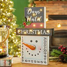 Glitzhome 15" Lighted Wooden Christmas Snowman Countdown