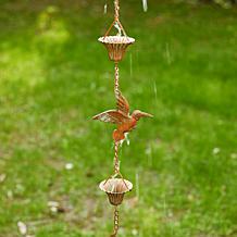 Glitzhome 15-Piece Faux Copper Bird & Cup Rain Chain with Gutter Clip