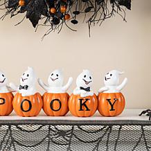 Glitzhome 15.5''L Halloween SPOOKY Ghost Pumpkin Table Decor