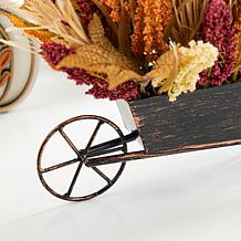 Glitzhome 15"H Fall Multi-Colored Sorghum Cart Centerpiece