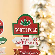Glitzhome 16.5in. H Set of 2 Christmas Wooden Sign Table Decor