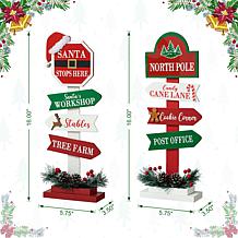Glitzhome 16.5in. H Set of 2 Christmas Wooden Sign Table Decor