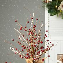Glitzhome 16in. H Christmas Red Berry Table Tree Decor