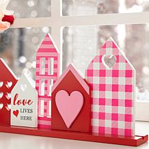 Glitzhome 16in L Valentine's House Wooden Table Decor