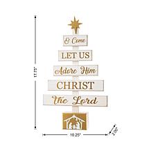 Glitzhome 17.75in. H Wooden Nativity Table Tree Decor