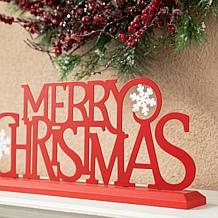 Glitzhome 18" Wood and Metal MERRY CHRISTMAS Table Decor