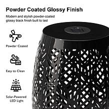 Glitzhome 18.25" Iron Cutout Leaf Pattern Solar Powdered Garden Stools