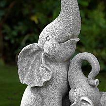 Glitzhome 18.25" Resin Mother and Baby Elephant Statue