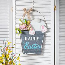 Glitzhome 18in H Easter Wooden Bunny Eggs Wall Décor