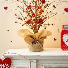 Glitzhome 18in H Lighted Valentine's Berry Heart Table Tree