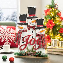 Glitzhome 18in. H Wooden Snowman Family Table Decor
