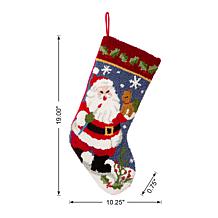 Glitzhome 19" Santa Hooked Stocking