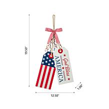Glitzhome 19.5" Wooden Patriotic Americana Doorknob Hanging Décor