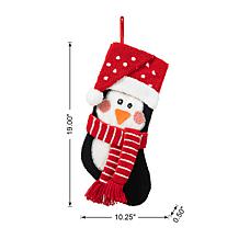 Glitzhome 19in. H 3D Penguin Hooked Stocking