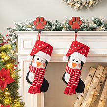 Glitzhome 19in. H 3D Penguin Hooked Stocking