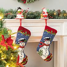 Glitzhome 19in. H Snowman Hooked Stocking