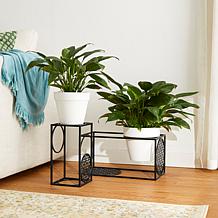Glitzhome 2-pc. Black Metal Wire Rectangular Nesting Planter Stand