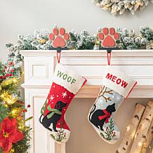 Glitzhome 2-pc Cat and Dog Hooked Stockings