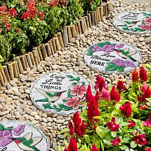 Glitzhome 2-pc Cement Hummingbird and Flower Stepping Stones