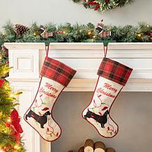 Glitzhome 2-pk 6" Wooden and Metal Dachshund Stocking Holder
