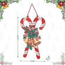 Glitzhome 20" Wooden Christmas Candy Cane Wall Decor
