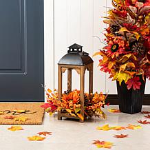 Glitzhome 20"H Fall Sunflower, Pinecone & Berry Lantern Centerpiece